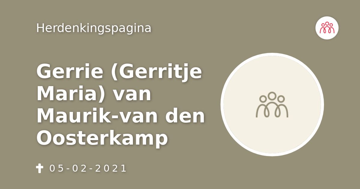 Gerrie Gerritje Maria Van Maurik Van Den Oosterkamp